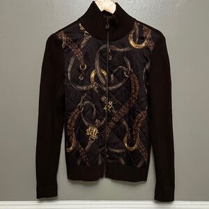 Womens vintage Lauren Ralph Lauren equestrian sweater jacket Sz L